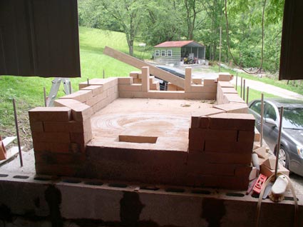 hearth bricking complete